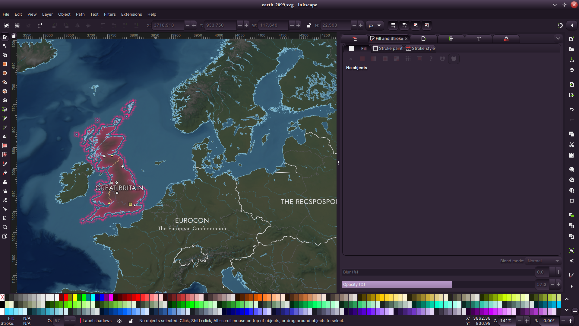 A WIP map of the world in 2099