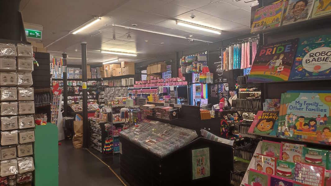 A shop selling various LGBT-themed wares