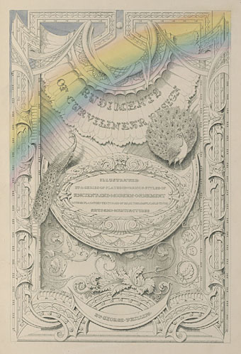 A decorative frontispiece for a Victorian book of “curvilinear” designs