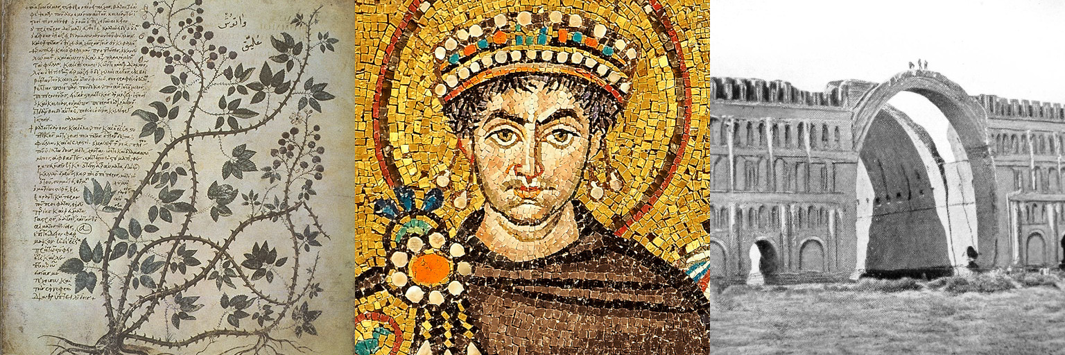 An ancient codex, a mosaic portrait, a great arch