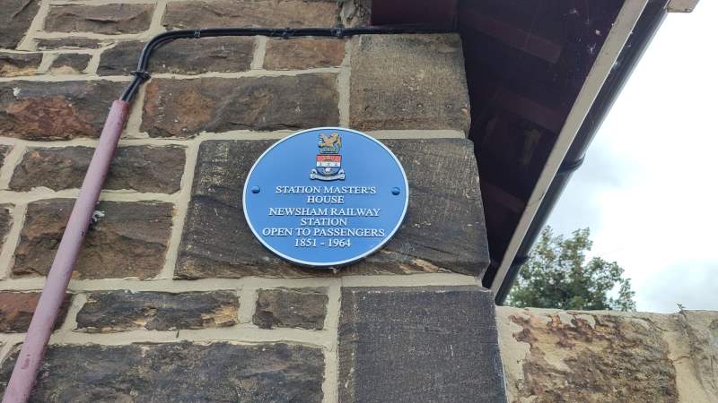 A plaque marking the site of the Station Master's house.