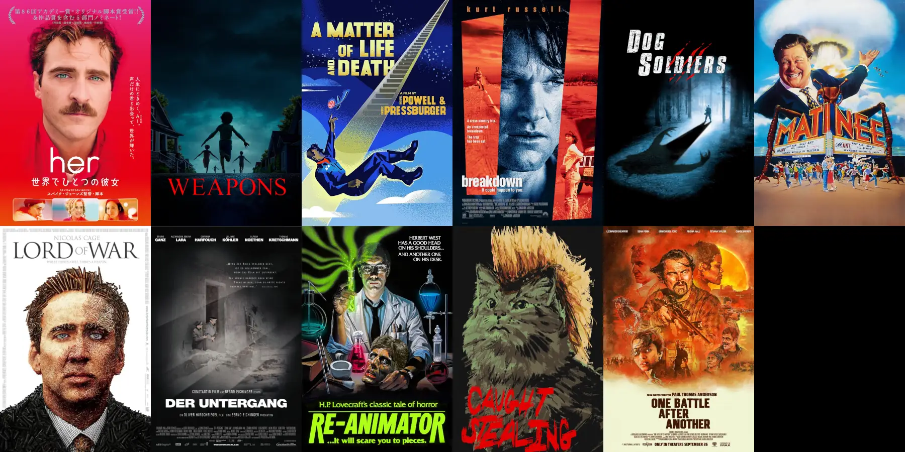 A montage of the undermentioned films