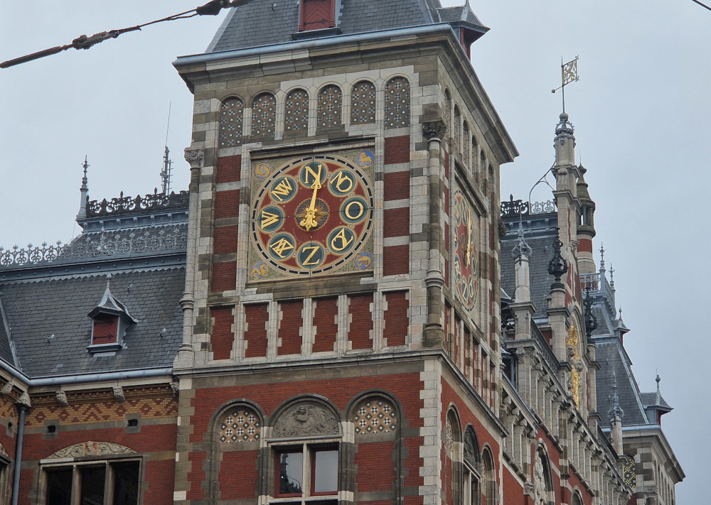 A clock tower with a wind rose instead of a clock face, pointing north