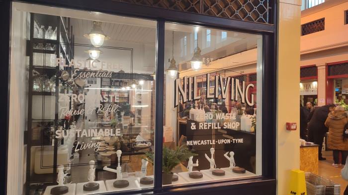 A shop in a crowded market: Nil Living / Zero Waste and Refill Shop / Newcastle-upon-Tyne