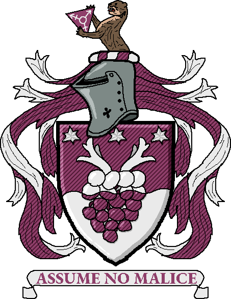 The current coat of arms, but with a transgender symbol in a purple triangle rather than a caduceus.