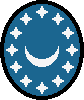 Azure, a moon crescent argent environed of 12 mullets in annulo argent