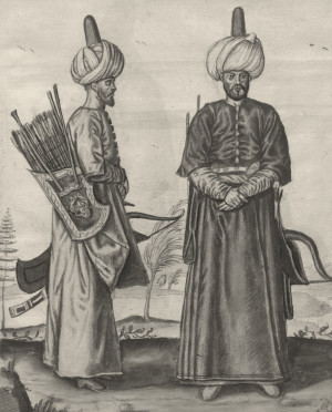 Two janissaries in Ottoman dress.