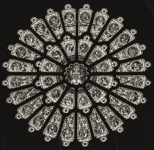 The stained glass window of Durham Cathedral.
